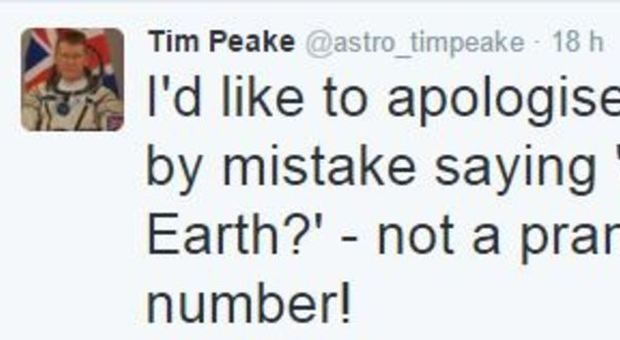 Il tweet di scuse dell'astronauta britannico
