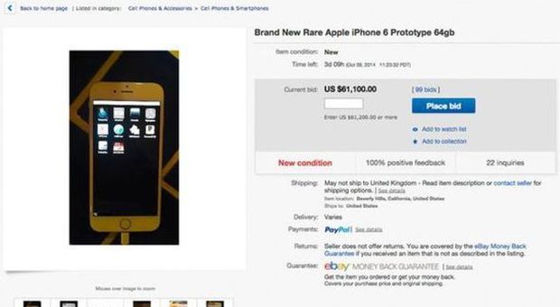 Ordina un iPhone 6, gli arriva un prototipo: lo mette all'asta su eBay e il prezzo supera i 60mila dollari