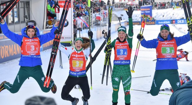 Biathlon, la azzurre vincono la staffetta di Hochfilzen