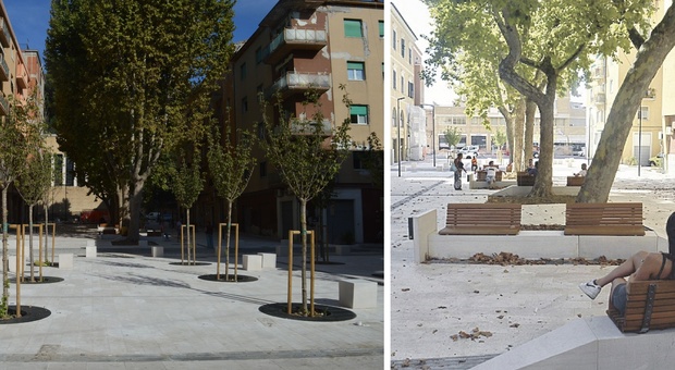 Ancona, pavimentazioni, panchine e alberi: riapre anche piazza del Crocifisso
