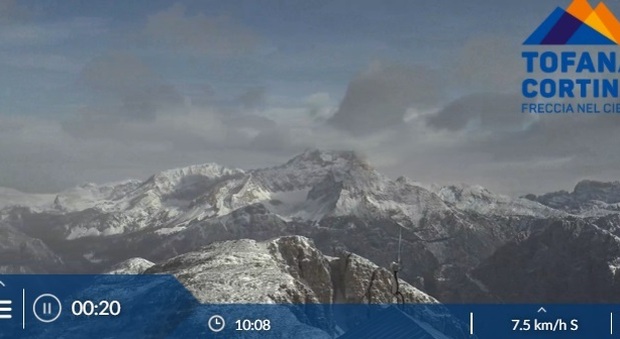 Neve sulle Dolomiti, a Cortina 2 gradi. E arriva il freddo anche in pianura