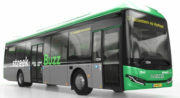Un autobus elettrico dell’olandese Qbuzz fornito da Iveco Bus