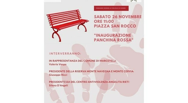 Il 26 novembre a Marcetelli sarà inaugurata una Panchina Rossa contro la violenza sulle donne