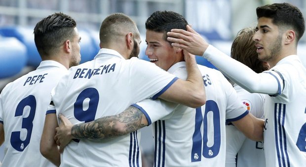 Real Madrid forza 4: batte l'Eibar con Benzema, James Rodriguez e Asensio