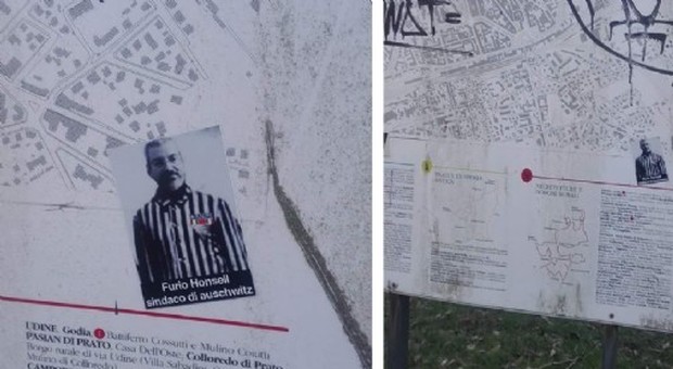 L'ex sindaco con la divisa a righe: "Honsell sindaco di Auschwitz". Sconcerto a Udine, gli adesivi choc