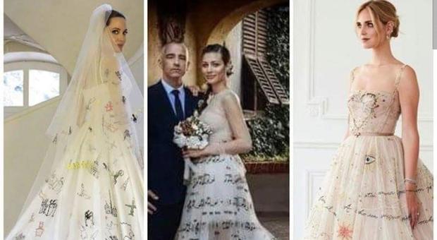 Chiara Ferragni, uno degli abiti delle nozze ricorda quelli della moglie di Eros Ramazzotti e di Angelina Jolie