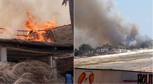 Kenya, incendio nel resort italiano Barracuda: panico in spiaggia e turisti in fuga