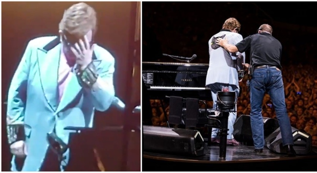 Elton John interrompe il concerto in lacrime: «Ho perso la voce». Ha la polmonite