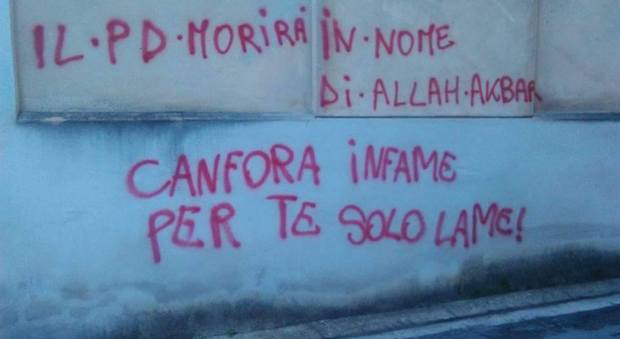 «Canfora infame», di nuovo scritte minacciose sui muri di Sarno