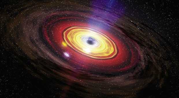 Un'immagine artistica del buco nero al centro della Via Lattea