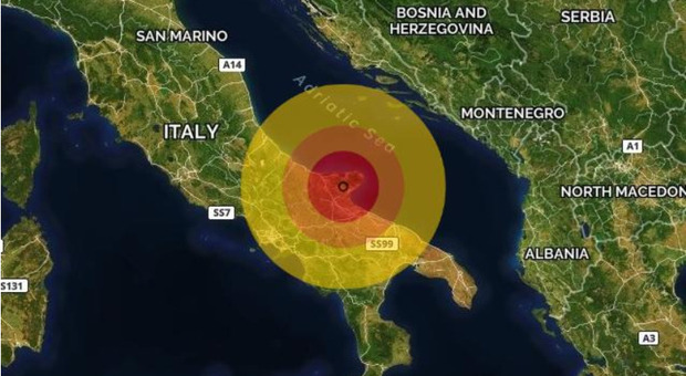 L'evento sismico registrato a San Giovanni Rotondo (foto Ilmeteo.it)