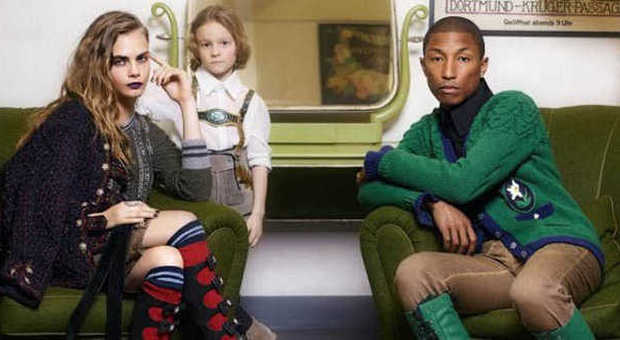 Cara Delevingne, Pharrell Williams, Hudson Kroenig per Chanel