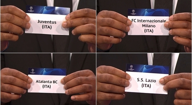 Diretta sorteggi Champions: Juve con il Barcellona. Atalanta: Liverpool e Ajax. Lazio con Zenit e Borussia. Real per l'Inter
