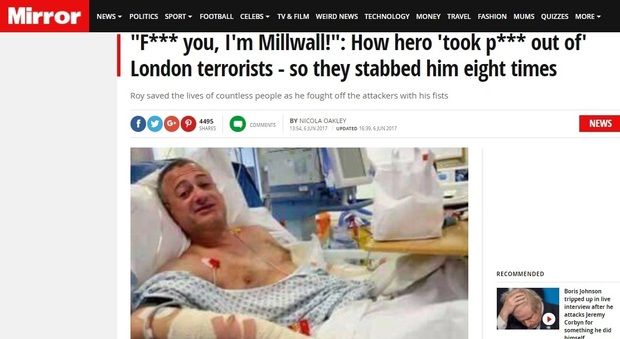 "F**k you, sono del Millwall": ecco il tifoso eroe di Londra che ha affrontato i terroristi a mani nude