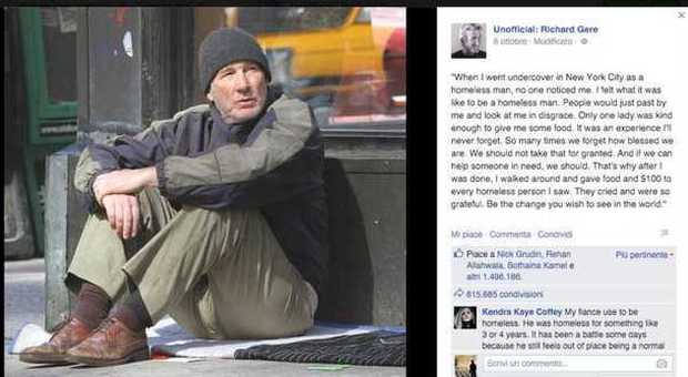 Richard Gere senzatetto per le strade di NY: «La gente mi ignorava, ora so cosa significa»