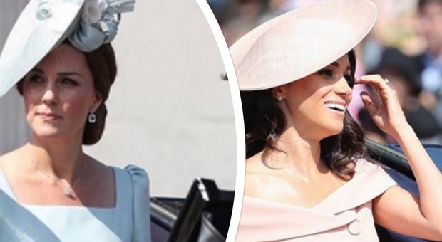 Kate Middleton e Meghan Markle gara di stile al Trooping the Colour, ma la duchessa di Cambridge ha il muso...