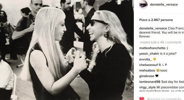 Donatella Versace su Instagram saluta Franca Sozzani