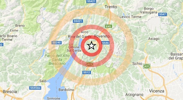 Terremoto sul lago di Garda