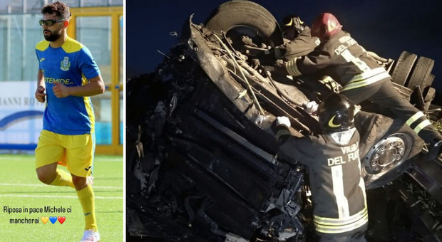 Michele Di Tommaso muore a 21 anni in un incidente, era un giovane calciatore. La sua squadra: «Il nostro 9 era come un figlio»