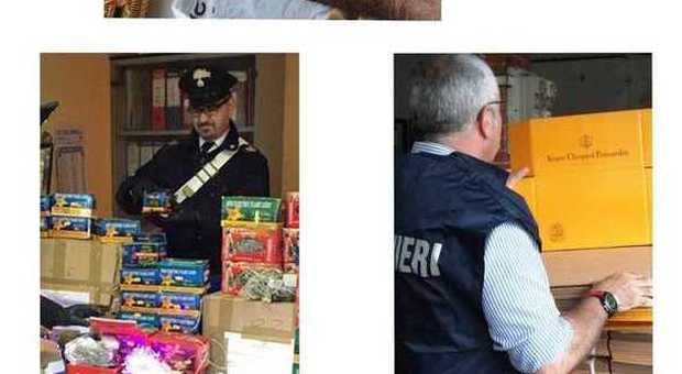 Champagne taroccato e tonnellate di alimenti scaduti sequestrati dai carabinieri