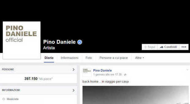Morto Pino Daniele, a lutto la pagina Facebook dell'artista napoletano