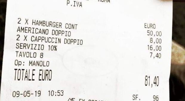 Scontrino da 81 euro per due hamburger e due cappuccini: bar vicino San Pietro nella bufera