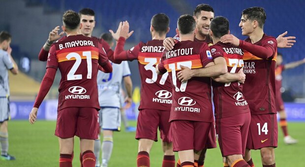 Roma-Verona 3-1: tre gol nel primo tempo decidono la partita. Fonseca resta al terzo posto