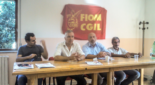La conferenza stampa congiunta della Fiom e della Cgil a Pomilgiano