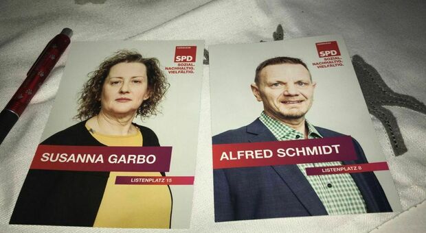 Il volantino elettorale di Susanna Garbo e del compagno di militanza politica Alfred Schmidt
