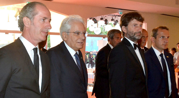 Zaia con il presidente Mattarella all'ultima Mostra del cinema