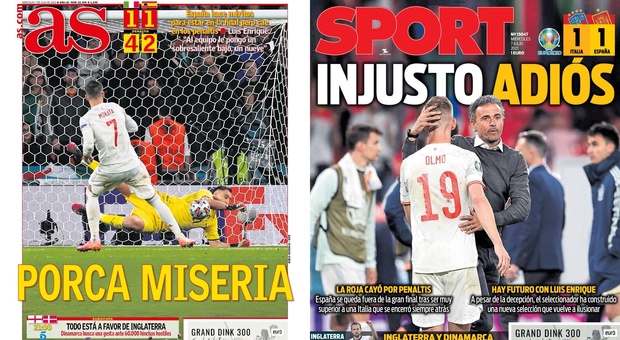 Italia-Spagna, la sconfitta vista dai giornali iberici. As titola in italiano: «Porca miseria»