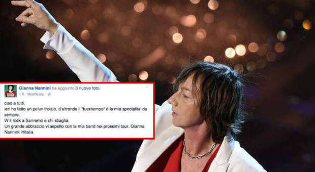 Sanremo, Gianna Nannini fa mea culpa. Su fb ammette: "Ho fatto un tr...io" -Il post