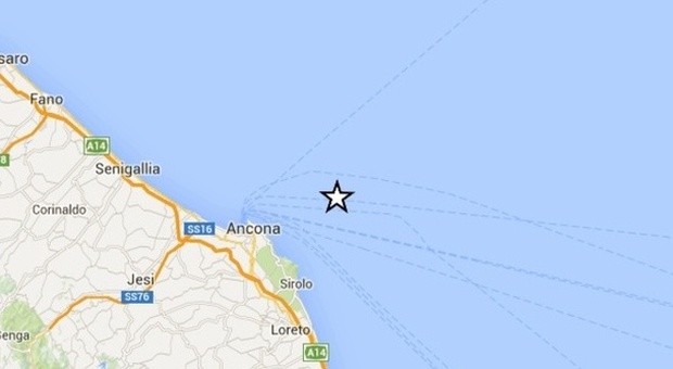 Terremoto al largo della costa di Ancona: scossa di magnitudo 2.5
