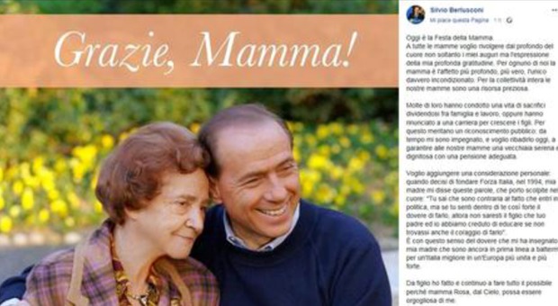 Festa della mamma: Berlusconi ricorda mamma Rosa