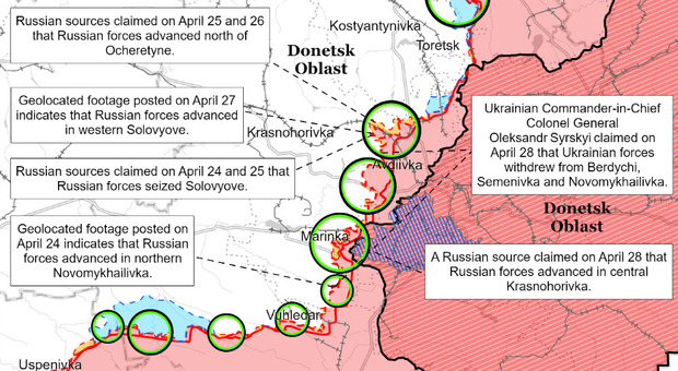 Ucraina, l'avanzata russa a Est «ancora lenta»