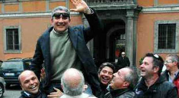 Marcello Meroi festeggia a Viterbo (foto Emmedue)