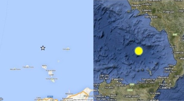L'epicentro del sisma e la zona dove è situato vulcano Marsili