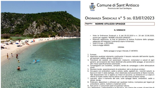 Sant'Antioco, in spiaggia vietato mangiare o usare sassi contro il vento: ecco l'ordinanza del comune sardo