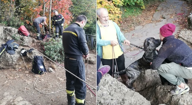 Roma, caduti in un dirupo durante una passeggiata: cane e padrone salvati dai vigili del fuoco
