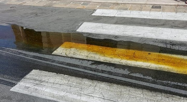 Gallipoli, l'olio esausto si versa per strada: la strada diventa uno scivolo