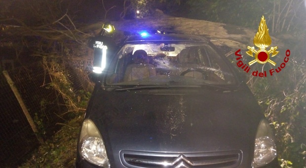 Avellino, albero cade su un'auto: intrappolato il conducente