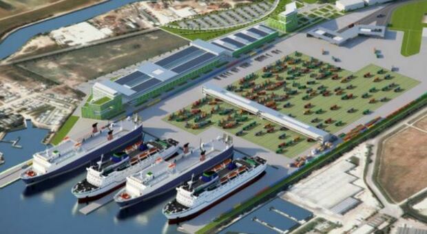 Fusina, il rendering del Terminal delle autostrade del mare per i traghetti