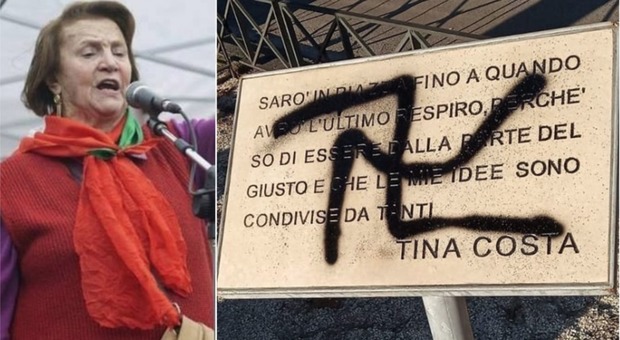 Roma, svastica sulla la targa dedicata a Tina Costa: imbrattata la memoria della storica partigiana FOTO