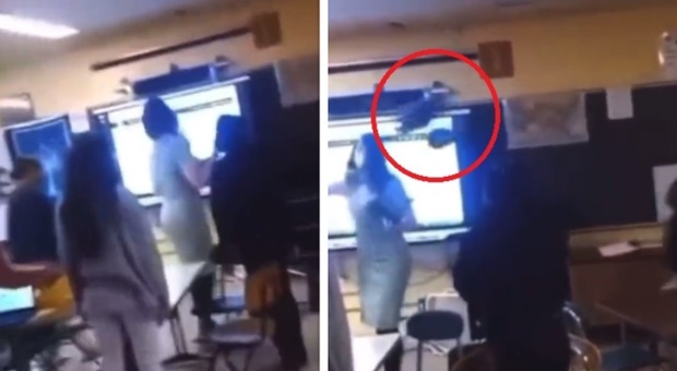 Studentessa lancia una sedia in testa alla prof, violenza choc a scuola: il video finisce sui social