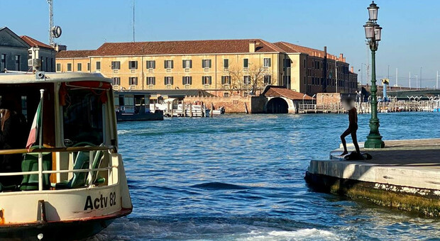 Venezia, ragazzo si spoglia e si butta nella laguna: il tuffo da sotto il ponte di Calatrava