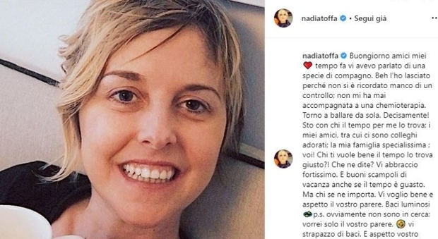 Nadia Toffa torna single: «Ho lasciato il mio compagno, non mi accompagnava alle chemio»