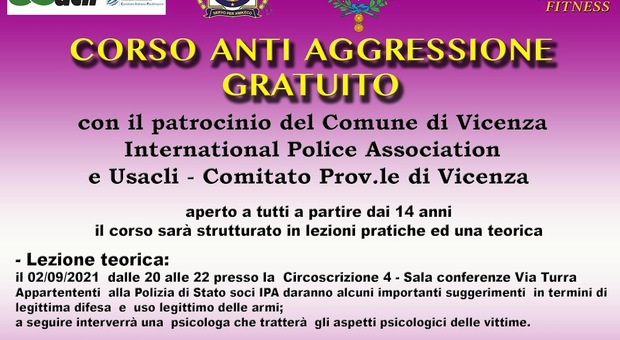 Il 2 settembre a Vicenza prenderà il via un corso antiaggressione