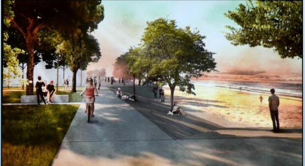 Uno dei rendering dal progetto del waterfront di Torrette