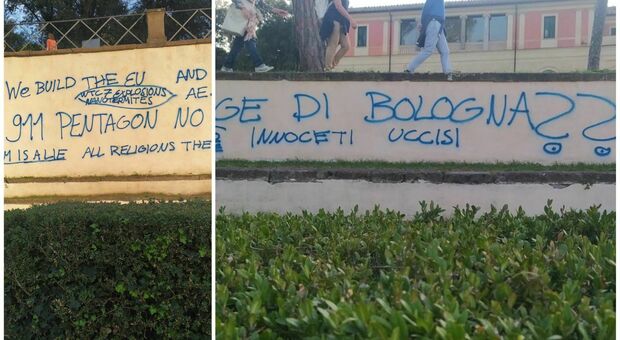 Roma, Villa Borghese preda dei vandali: imbrattati i muri del Galoppatoio. «Il Papa è un demonio, gay malati mentali» FOTO