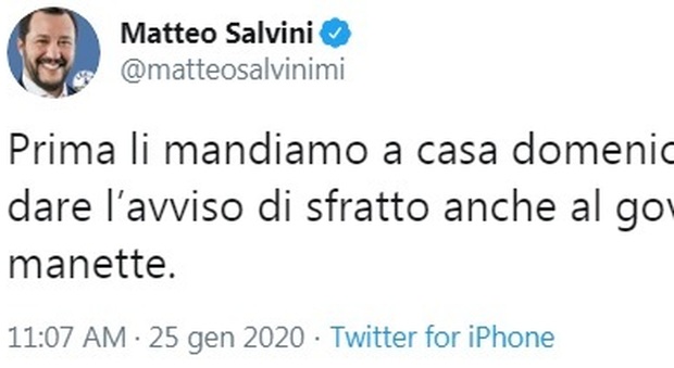 Salvini rompe il silenzio elettorale: «Mandiamo avviso sfratto a governo»